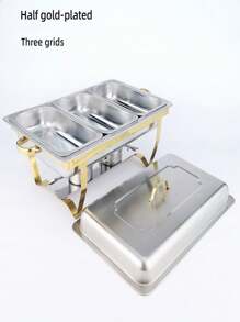 1 Set, Stove, Hanging Cover-Style Dining Warmer, Stainless Steel Catering Warmer Server | Home Stainless Steel Insulated Hot Pot Buffet Warmer | Buffet Warmer With Cover For Restaurants | Food Warmer | Food Warmer Plate For Catering, Parties, Weddings, Only For Cooking | Buffet Warmer, Thick Gold-Plated Stainless Steel Hotel Buffet Warmer, Restaurant Dining Warmer, Square Folding Cover Hotel Buffet Warmer, Food Storage Box