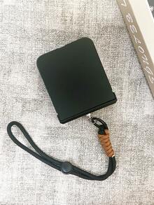 奢华简约黑色手机壳，带钥匙扣挂绳，兼容三星 Galaxy Z Flip 5/6、Z Flip 6、ZFlip 5、Zflip6，防震、防水、防摔、防刮花 - 黑色 - 查看 6