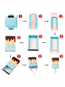 20pcs/Set Blue + Pink Ice Cream Candy Box, Cookie Box, Gift Box, Wedding & Party Supplies