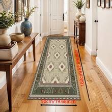 1 pieza Alfombra de silicona antideslizante con estampado floral del sudeste asiático, alfombra, tapete, impresión 3D rectangular, adecuado para sala de estar, dormitorio, pasillo, baño, lavandería - Alfombra de poliéster para decoración del hogar interior y exterior