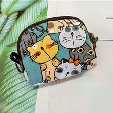 NYXIA 1 件日式半圆形拉链迷你零钱包，可爱卡通多功能女士收纳包，卡通印花钱包可存放小卡、信用卡、钥匙，适合作为生日礼物或送给朋友、同事和家人女孩男孩的日常礼物 - 彩色 - 查看 12