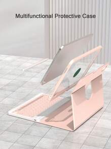 360°旋转支架键盘保护套，兼容iPad第11代/2025款（A16），PU皮革材质，可拆卸无线蓝牙键盘，内置150mAh电池，兼容iPad第11代/第10代Air4/Air5/Air6/Air7 10.9英寸（M2）和2024款（M3），以及iPad 10.2英寸机型，包含无线键盘和Apple Pencil插槽，支持自动睡眠/唤醒功能 - 粉色 - 粉色 - 查看 6