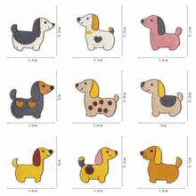 9 件朋克摇滚卡通腊肠犬刺绣补丁熨烫粘合 DIY 贴花装饰适用于服装、夹克、牛仔裤、鞋子、包包、配饰 - 彩色 - 查看 2