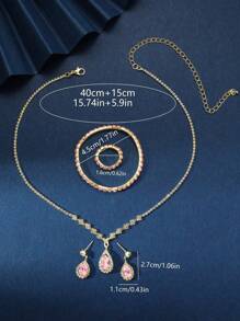 5pcs Sparkling Rhinestone Jewelry Set Including Earrings, Rings, Bracelets, Necklace, Y2K Cute Style Bridal Wedding Dress Accessories