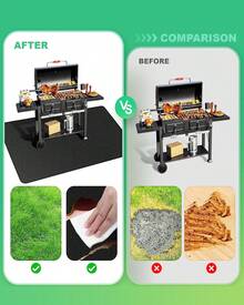 Under Grill Mats For Outdoor Grill With  Drawstring Storage Bag, Double-Sided Fireproof Deck And Patio Protector Mat, Indoor Fireplace/Fire Pit Mat, Oil-Proof Waterproof BBQ Protector Mat - màu đen - Xem 4