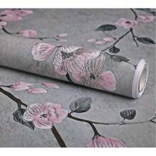 1 卷粉色花卉壁纸梅花自粘乙烯基撕拉式接触纸卧室和客厅墙壁家居装饰墙贴厨房台面橱柜门家具翻新覆盖膜 DIY 易于安装可移除壁纸 17.7 英寸 * 393.7/196.8/118.1/39.3 英寸 - 深灰色 - 查看 4