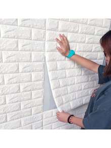 10片/5片/1片自粘3D墙贴泡沫防水墙纸适用于儿童房、客厅底部装饰防潮防撞适用于卧室、宿舍、出租屋、儿童房壁纸加厚防水防油适用于家居及卧室装饰、墙面装饰