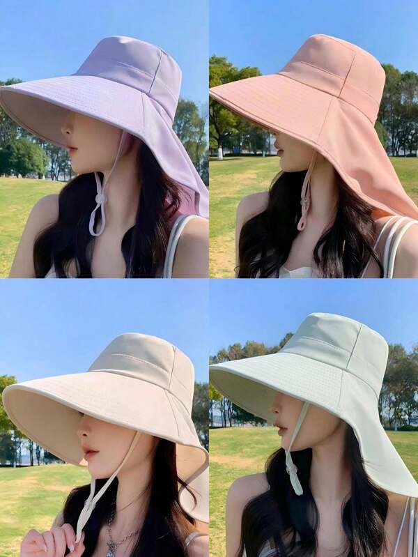 1pc UV Protection Sun Hat Sun Hat Foldable Waterproof Wide Brim Bucket Hats With Neck Flap For Summer Beach Fishing Hiking