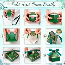 10/20个/包派对礼盒纸质糖果盒配丝带，适合小礼物，圣诞节，婚礼回礼盒，圣诞糖果盒方形，带盖小礼盒，适合派对，回礼，婴儿，洗礼，新娘手工制作招待客人的神秘盒子