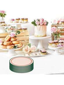 10/20/40pcs,Camp Gingham Paper Plates - 9" | Bachelorette Decorations, Camp Bride, Getting Lit + Getting Hitched, Gingham Birthday Party, Glamping BabyShower Supplies, Cool Cake Plates - Multicolor - View 3