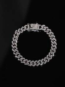 1pc 8MM Chain Link Rhinestones Miami Necklace Choker Hip Hop Jewelry