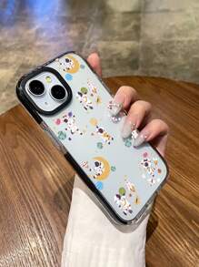 1 件卡通宇航员图案透明手机壳，地球，火箭卡通图案手机壳，透明，柔软 TPU 黑边保护壳，兼容 手机壳 - 彩色 - 查看 4