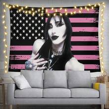 Music Album Poster Tapestry Rhea Flag Ripley For Living Room Bedroom Wall Hanging For Friends Pink Gift - White - View 4