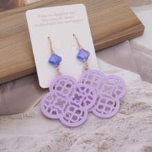 1 par de brincos femininos estilo Lucky Flower Hollow Drop, adequados para uso diário, primavera/verão