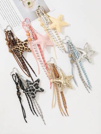 心形扣星形串珠吊坠 DIY 包饰 包袋装饰配件 猎豹纹背包装饰 汽车配件 女士包袋钥匙扣