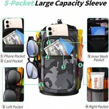 AceTreker 32_40_64_87_128 Oz Water Bottle Carrier Bag, Neoprene Water Bottle Sleeve With 4 Pocket, Sport Water Holder With Paracord Handle And Shoulder Strap For Walking Hiking Camping Gym - 05. Gray Camo - View 2