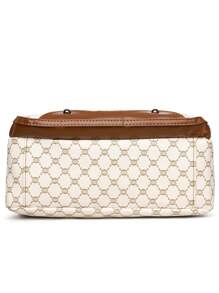 女士几何图案斜挎包，柔软皮革材质中年单肩包，新款春秋设计