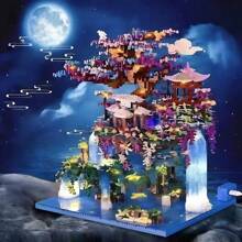 1460pcs Sakura Building Micro Bricks Set, Chinese Style, Ideal Gift For Halloween, Thanksgiving, Christmas