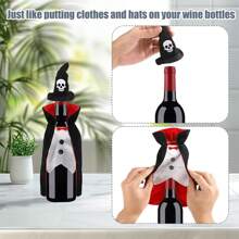 1 套万圣节吸血鬼服装、酒瓶套、吸血鬼城堡、香槟红酒袋、2025 年万圣节快乐派对的桌面装饰、万圣节礼物 - 彩色 - 查看 8