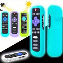 Funda protectora de silicona para control remoto de TV, de silicona suave que brilla en la oscuridad, resistente a la suciedad, adecuada para Roku Rc280 universal con cordón