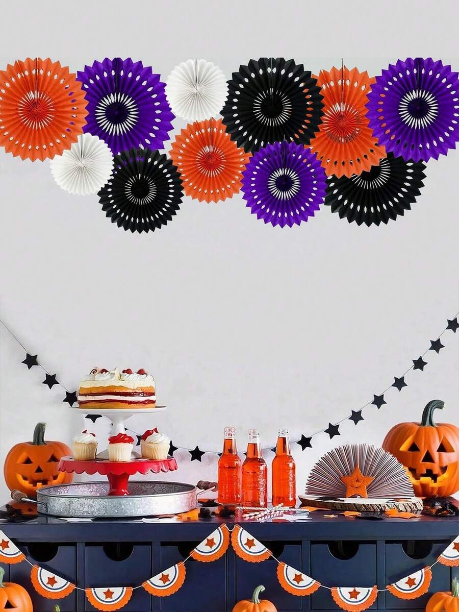 5pcs/Set Hanging Honeycomb Circular Paper Fan Decorations, Multi-Color Options For Self-Use Combination, Suitable For Various Party Backdrops, Theme Gatherings Decor, Party Decorations