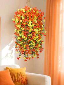 5/2/1 件人造花 29.52 英寸假牵牛花壁挂秋季人造花仿真户外植物，秋季派对装饰，适用于门廊墙壁露台户外花园装饰，感恩节万圣节礼物