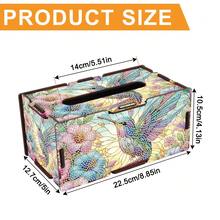 1pc Diamond Painting Kit Tissue Box, DIY Special Shape Diamond Art Partial Mosaic Handmade Making Tissue Storage Box Kit, Modern Home Dining Living Room Table Top Art Decoration - Green Pink - View 2