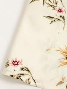 新款时尚优雅花卉印花长袖女长裙春秋季（不含腰带） - 杏色 - 查看 8