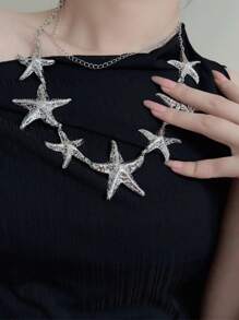 1 buc. Lanț de talie pentru femei cu design de stea de mare, disponibil în culori aurii și argintii, versatil pentru a fi purtat ca și colier, potrivit pentru diverse ocazii, cum ar fi moda stradală, stilul campus, petrecerea boemă, lanț drăguț din aliaj pentru primăvară, vară, toamnă, iarnă, toamnă, Halloween