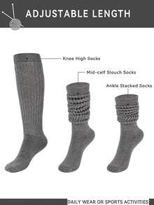 1/4 双女式黑白灰时尚泡泡袜，舒适柔软及膝休闲袜，褶皱袜，绒袜，休闲袜 - 彩色 - 查看 5