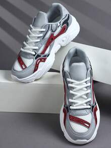 男士休闲运动鞋，系带软底平底舒适运动鞋，轻便低帮日常鞋 - 灰色 - 查看 3