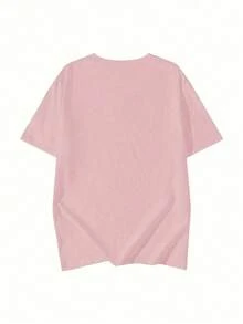 Women's Casual Versatile Graphic Print Crew Neck Short Sleeve T-Shirt, New For Summer - 粉色 - 查看 3