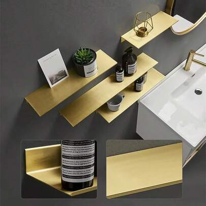 1 件装太空铝易安装壁挂式置物架，适用于浴室、厨房和卫生间，可放置浴室用品、浴室收纳架、浴室托盘装饰、沐浴皂碟、洗洁精容器、洗手间托盘 - 浴室必备置物架、浴室壁挂式置物架、浴室配件、浴室工具、浴室用品