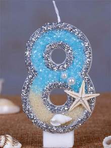 1pc Digital Candle, Beach Starfish Birthday Cake Shaped, Paired With Party Candles, Creates Summer Theme Ambiance - Multicolor - View 20