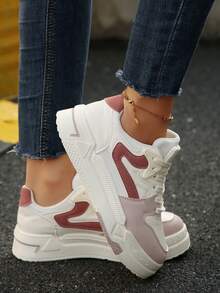 2025春季新款女款黑白学生运动鞋时尚百搭透气运动鞋休闲鞋ins风 - 淺粉色 - 查看 4