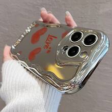 Funda para teléfono 1 pieza ¿Adecuado para 16 Pro/ 16 Plus/ 16 Pro/ 16, 15/ 14/ 13/ 12/ 11? Nuevo teléfono galvanizado con forma de onda y patrón de moda, lente con orificio de precisión, funda integrada de TPU antigolpes y anticaída. - Blanco - Ver 3