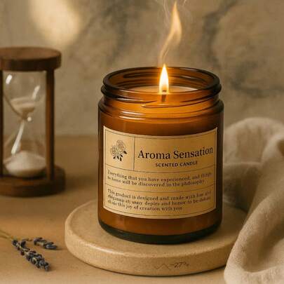 1 件秋季礼物玻璃罐香薰蜡烛 - 大豆蜡烛 | 棕色女士家居装饰、生日婚礼派对礼物。