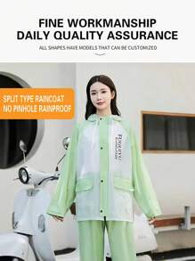 1pc Women's Contrasting Color Raglan Sleeve Loose Hooded Rain Jacket Summer Cooling,Beach,Travel