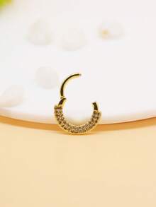1pc Diamond Zirconia Septum Nose Ring, Cartilage Earring - Yellow Gold - View 15