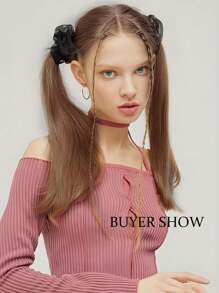 2 Packs Long Straight Ponytail Extensions With Elastic Band Versatile DIY Braided Ponytail For Women Girls Black Brown Synthetic Wig - Multicolor - View 5