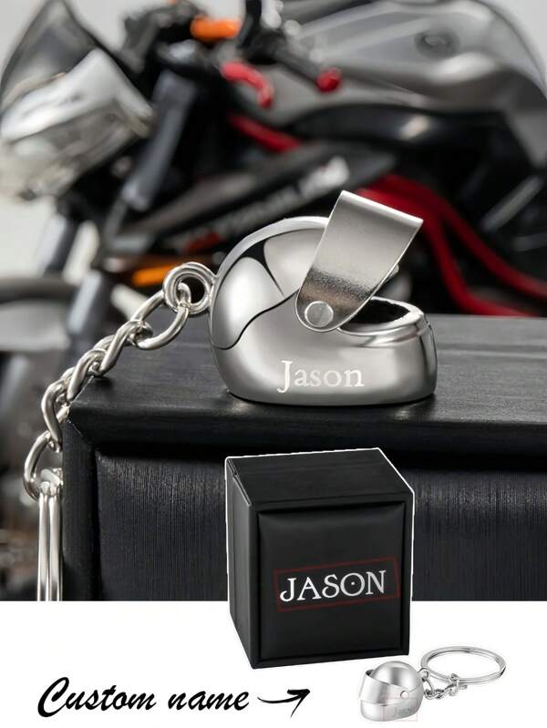 Personalisierter, bedruckter Motorradhelm Schlüsselanhänger mit Geschenkbox - perfektes Geschenk für Motorradfahrer, Motorrad-Enthusiasten, mit Lasergravur, stylisch, modern, personalisiert, einzigartig, ideales Geschenk für ihn, sie, Freund, Freundin, Vater, Mutter, Familie, Freunde, Jahrestag, Valentinstag, Muttertag, Schulanfang, Weihnachten, Halloween, Ramadan, Geburtstag, Vatertag, Abschluss, Hochzeit, Hauseinweihung, Esszimmer, Wohnzimmer, Schule