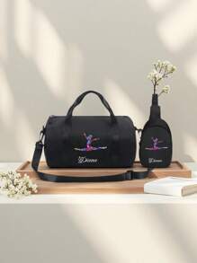 Ekskluzywna, spersonalizowana torba łączona. Czarny zestaw toreb sportowych zawiera dużą torebkę i małą torbę na ramię, ozdobioną kolorowymi wzorami jogi. Sportowy i modny, odpowiedni na różne okazje, takie jak fitness, podróże. Wielofunkcyjny, ozdobny, z literą, stylowy, nowoczesny, kolorowy, uroczy, uroczy, swobodny, spersonalizowany, unikatowy, spersonalizowany. Idealny prezent dla niego i idealny prezent dla niej.