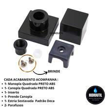 Kit 9 Acabamento Registro Pressão Quadrado ABS Preto Padrão Deca - Preto - Visão 4