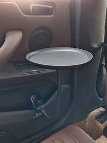 通用灵活可调节汽车托盘 - 可容纳食物、饮料、化妆品和药片，为前排和后排乘客提供节省空间的存储解决方案，易于安装和拆卸，多功能汽车储物架，可提升旅行体验，多功能汽车储物架 - 黑色 - 查看 4