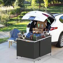 Portable Bar Table, 3-Tier Shelves, Mobile Bar Table For Events, Party, Camping, Picnic, Tradeshow, Indoor With Black Skirt, 39 "L X 34" H - màu đen - Xem 5