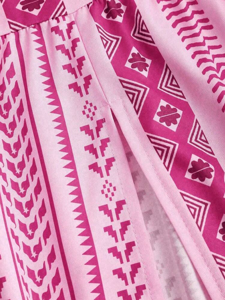 Vestido de Praia Estilo Boêmio, Vestido de Praia de Verão, Vestido de Dopamina para Mulheres com Alças,Vestido Longo de Verão com Alça Fina Luxuoso para Férias, Vestido feminino de comprimento médio - Rosa Bebê - Visão 4