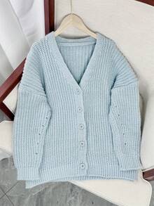 New Loose Knit Cardigan For Women, Thickened Soft Oversized Long Sleeve Plus Size Sweater Coats, Suitable For Spring, Autumn And Winter