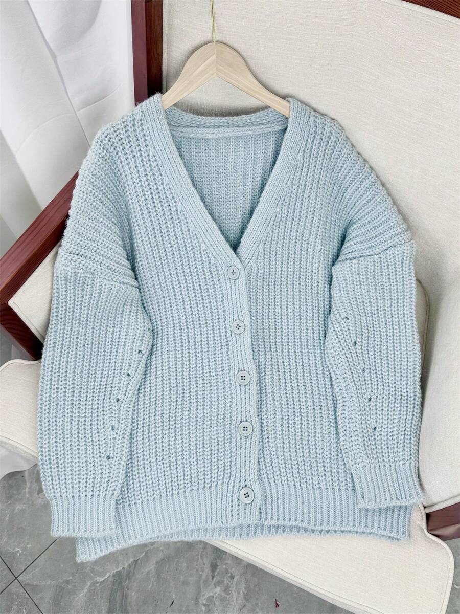 New Loose Knit Cardigan For Women, Thickened Soft Oversized Long Sleeve Plus Size Sweater Coats, Suitable For Spring, Autumn And Winter