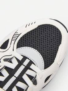 Balabala Kids' Breathable Sneakers, Retro Chunky Running Shoes - White and Black - View 9