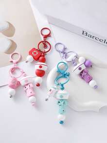 Cute Doctor & Nurse Keychain, Cartoon Soft Silicone Texture, Perfect Gift For Nurses Bag Charms Car Accessories Teacher Friend Sister Gift Ideas